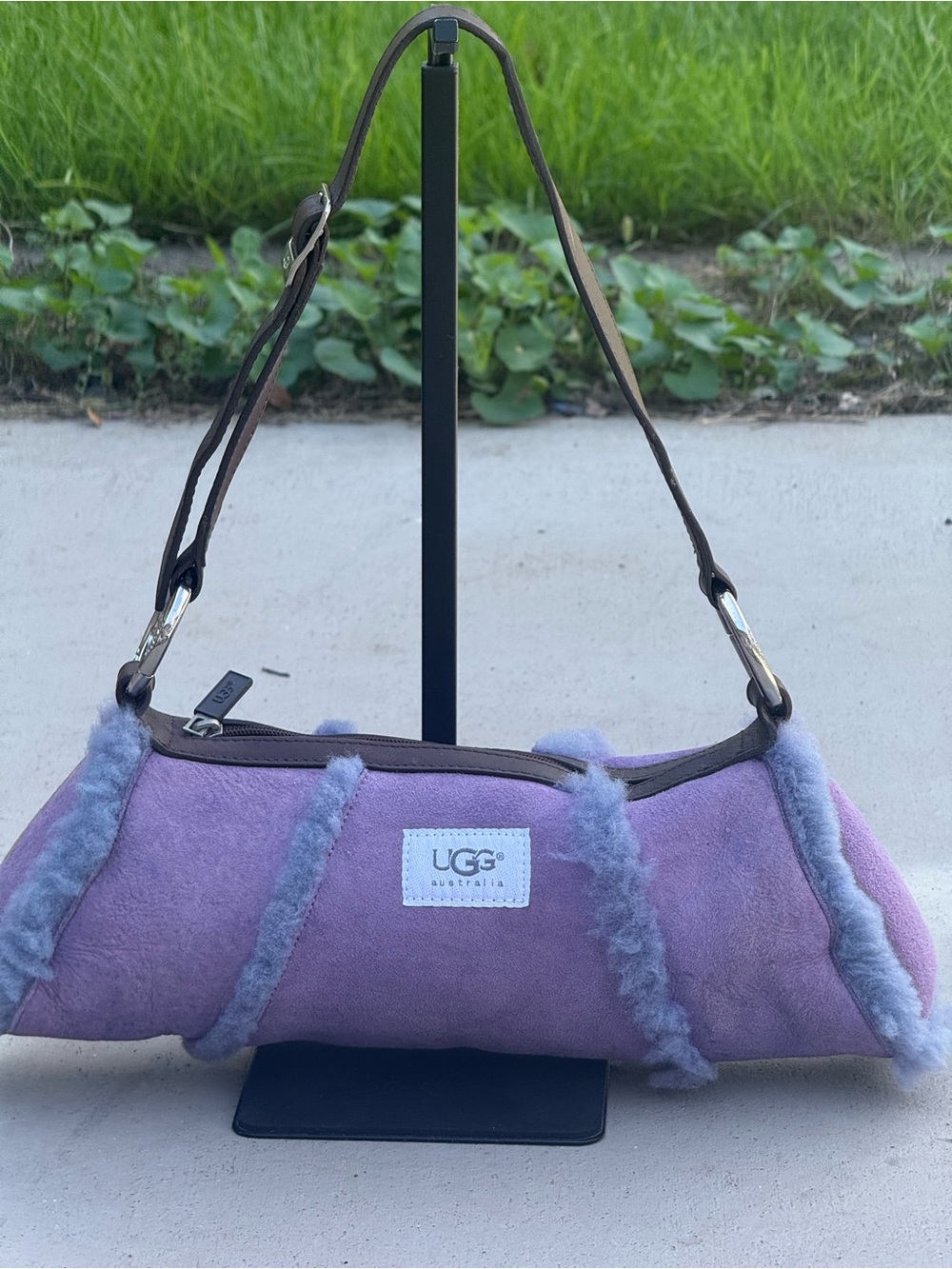 Vintage Y2K UGG Australia Lavender Shearling Suede Shoulder/Hobo Bag